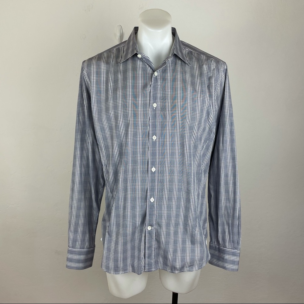 Ermenegildo Zegna Gray Plaid Dress Shirt